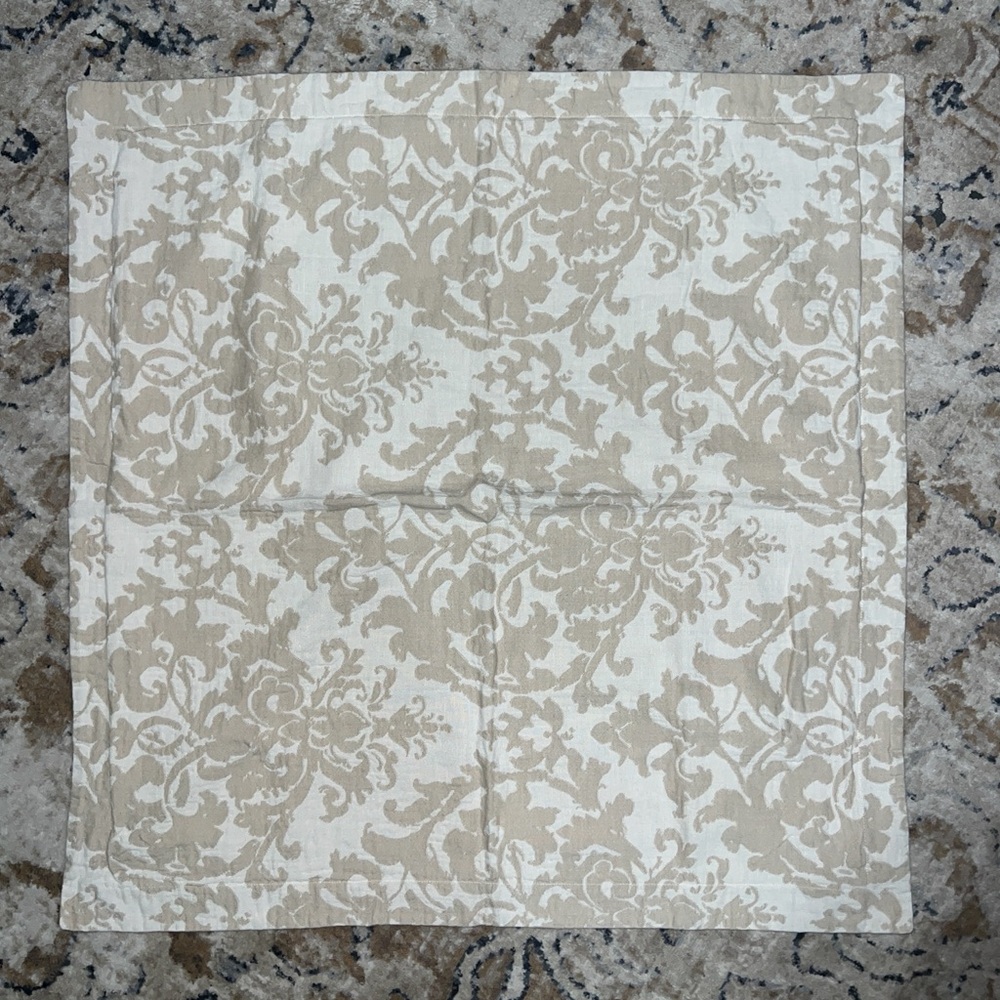 3 Pottery Barn Jacquard Medallion Cotton Linen Euro Sham in Neutral - Picture 4 of 16